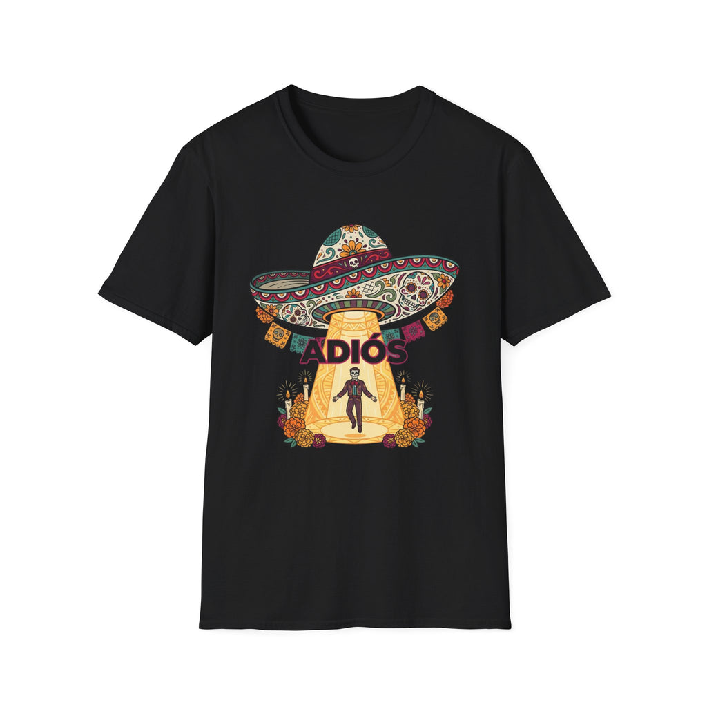 Adios Sombrero UFO Abduction T-Shirt — Humorous Mexican Fiesta Graphic Tee