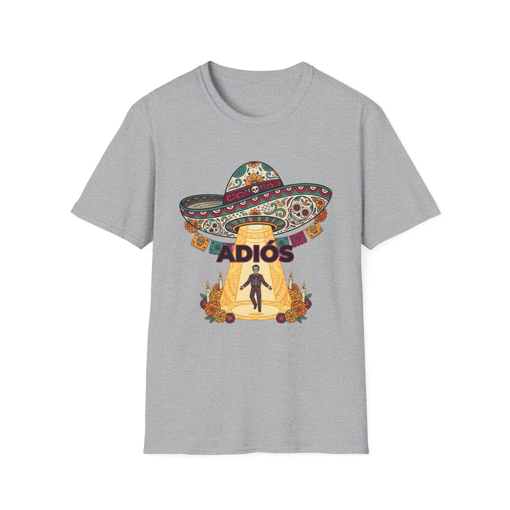 Adios Sombrero UFO Abduction T-Shirt — Humorous Mexican Fiesta Graphic Tee