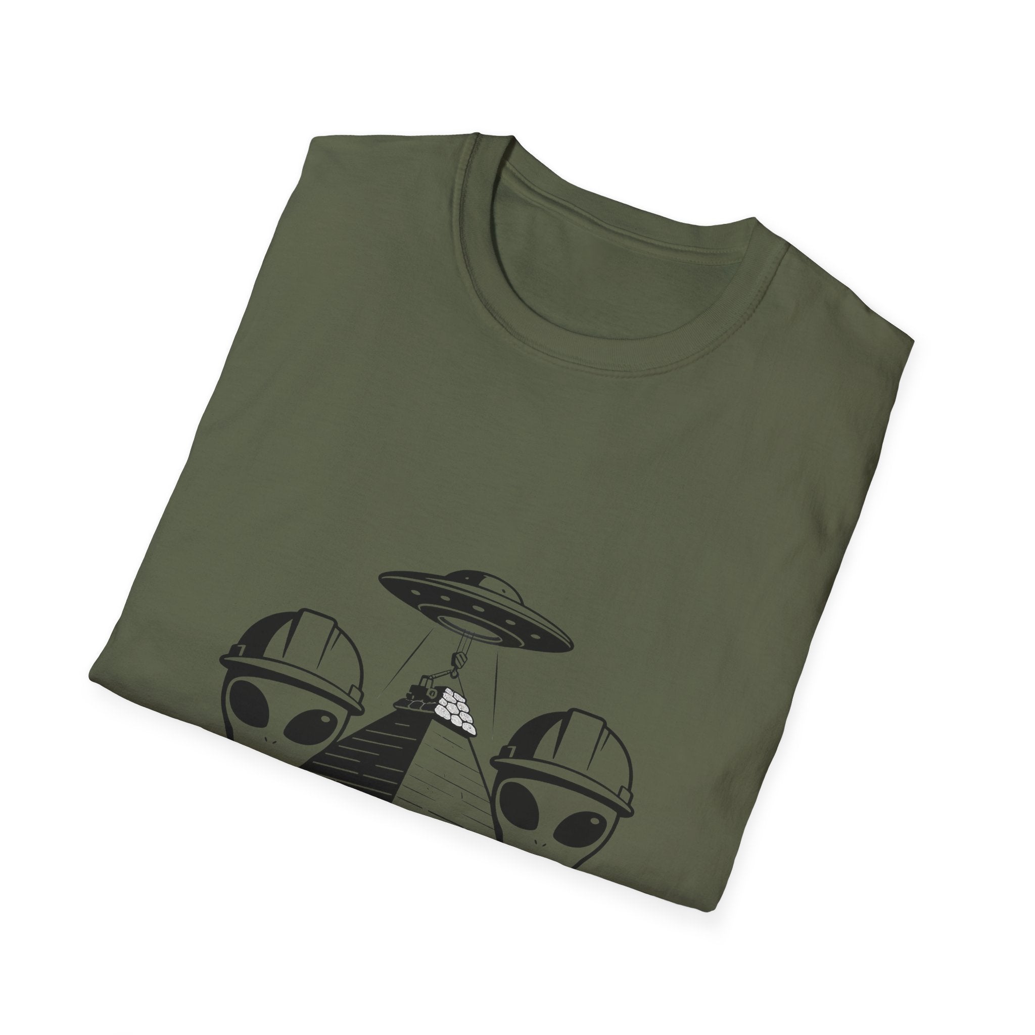 Alien Construction Crew T-Shirt — UFO Pyramid Graphic Tee