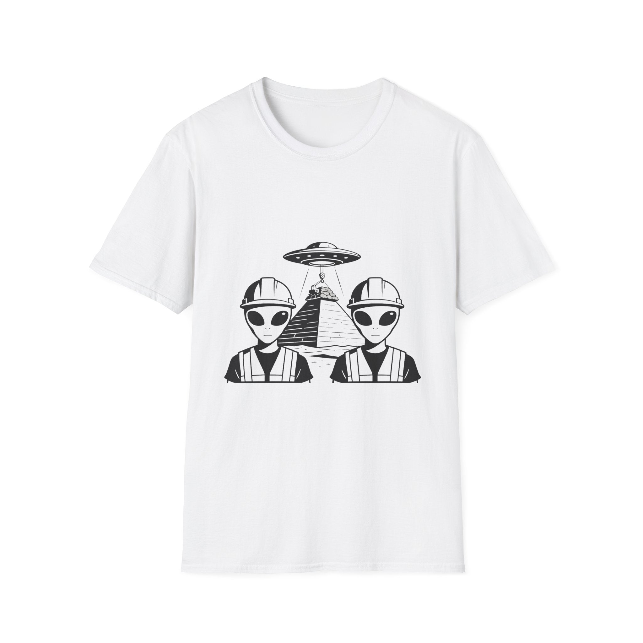 Alien Construction Crew T-Shirt — UFO Pyramid Graphic Tee