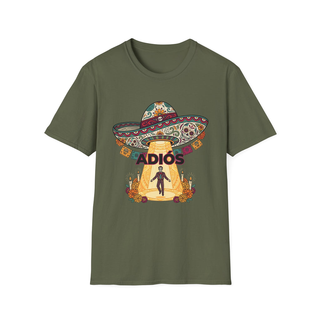 Adios Sombrero UFO Abduction T-Shirt — Humorous Mexican Fiesta Graphic Tee