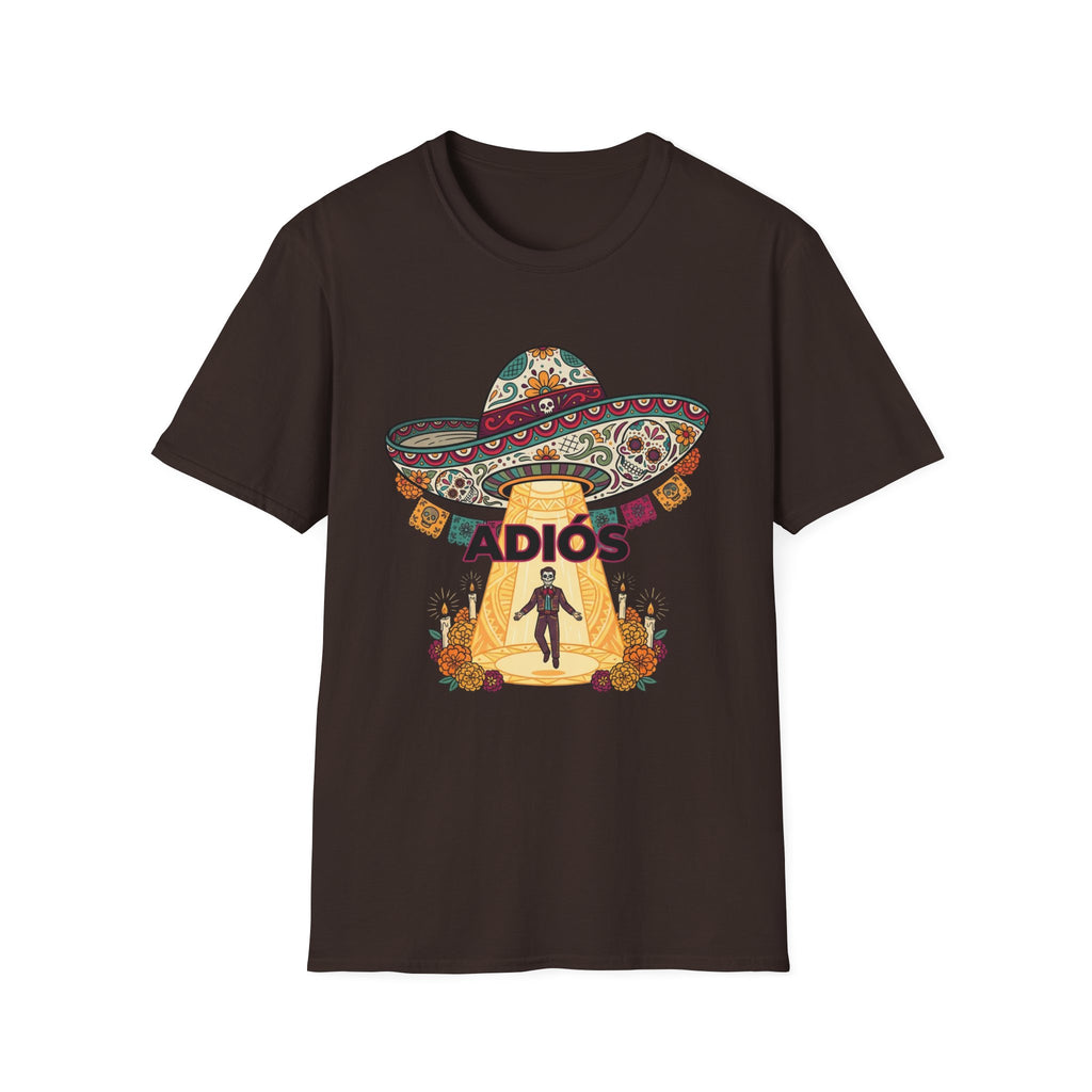 Adios Sombrero UFO Abduction T-Shirt — Humorous Mexican Fiesta Graphic Tee
