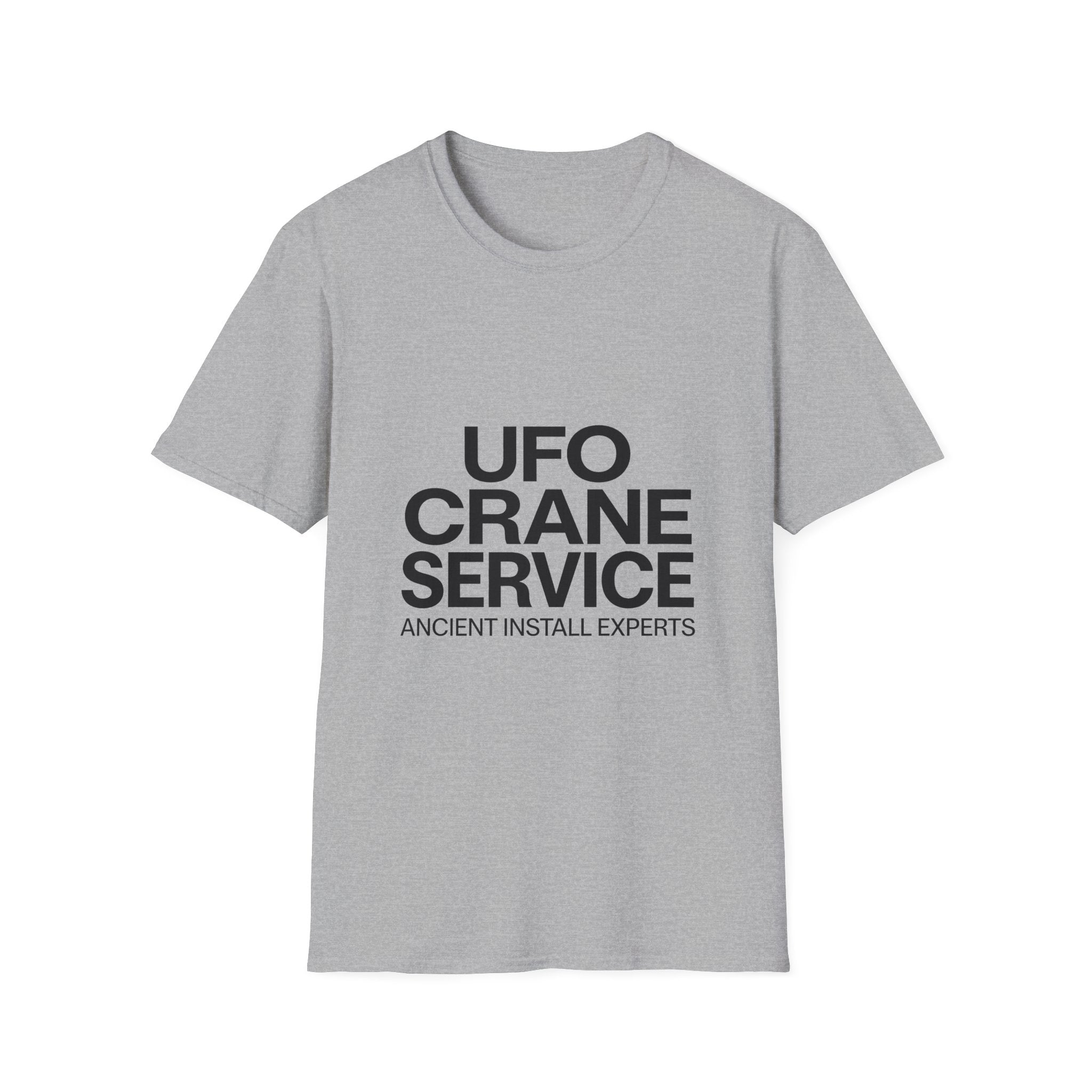 UFO Crane Service T‑Shirt — "Ancient Install Experts" Graphic Tee