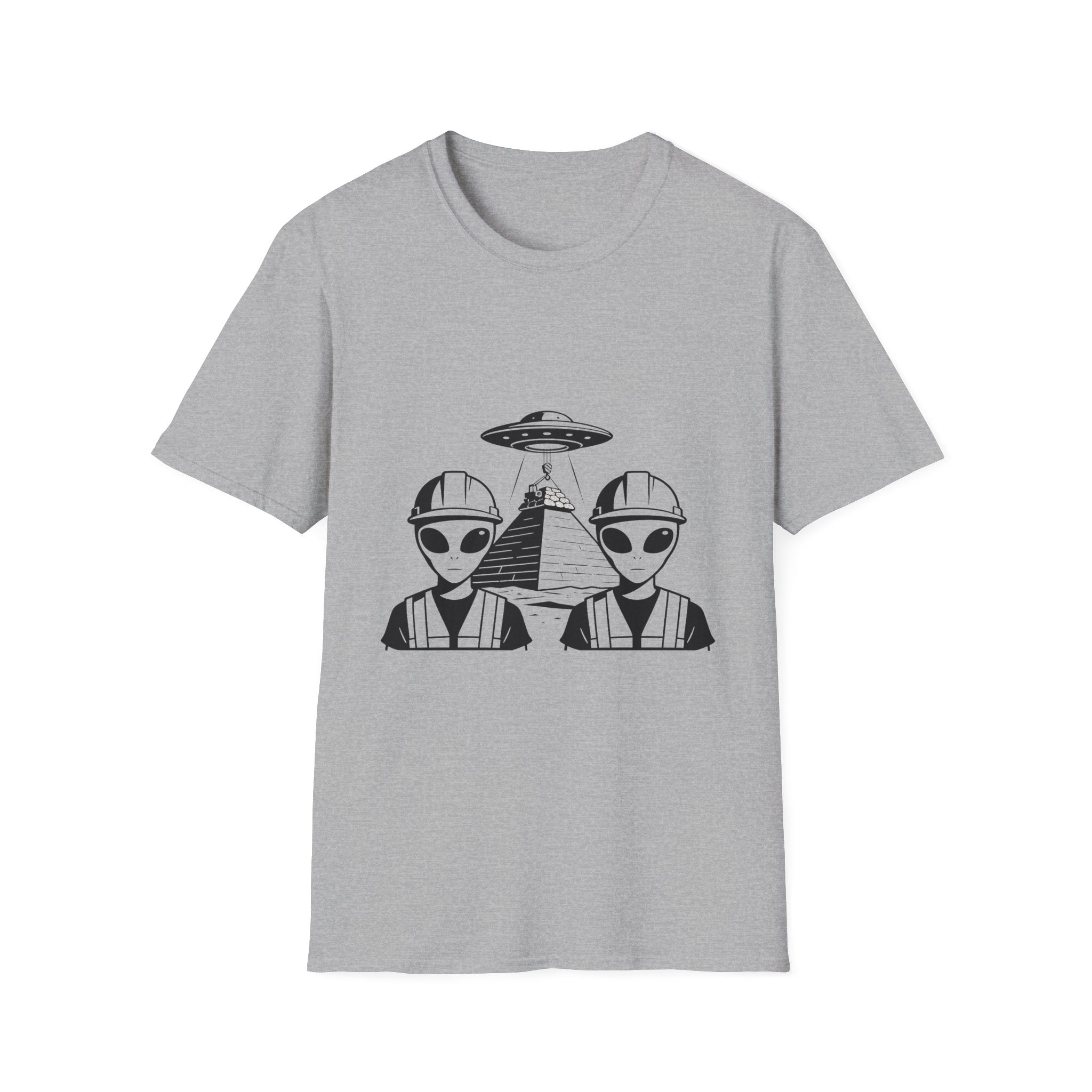 Alien Construction Crew T-Shirt — UFO Pyramid Graphic Tee