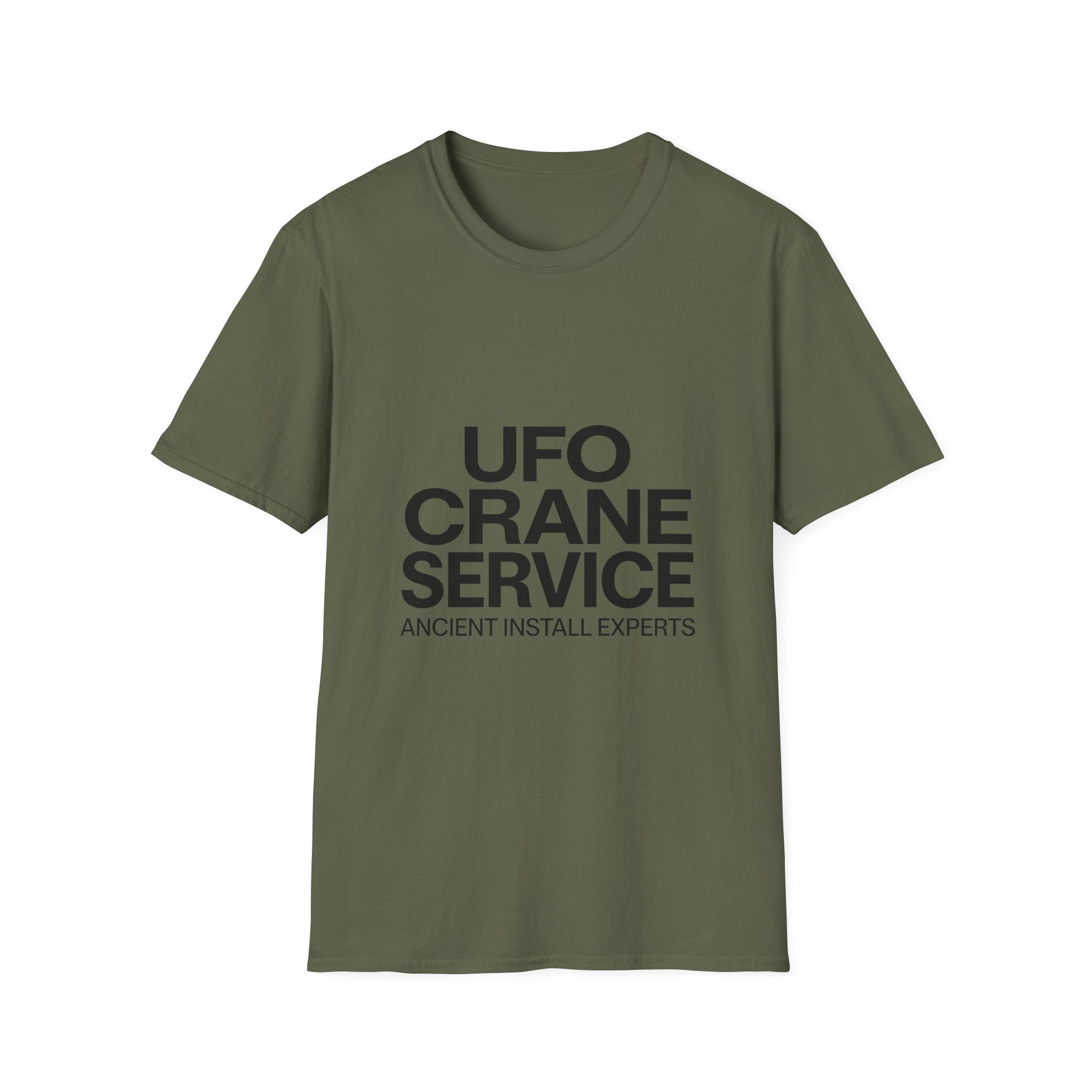 UFO Crane Service T‑Shirt — "Ancient Install Experts" Graphic Tee