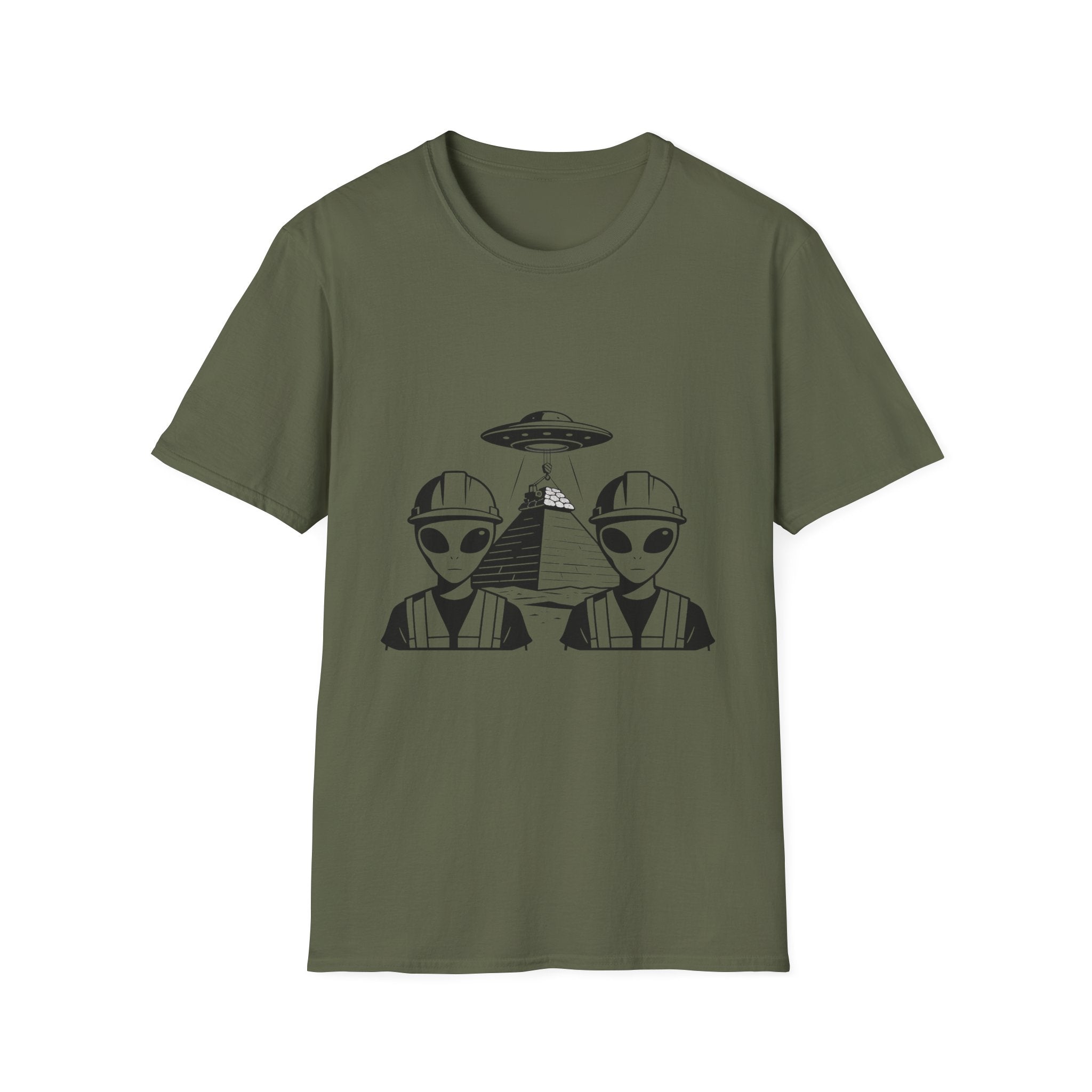Alien Construction Crew T-Shirt — UFO Pyramid Graphic Tee