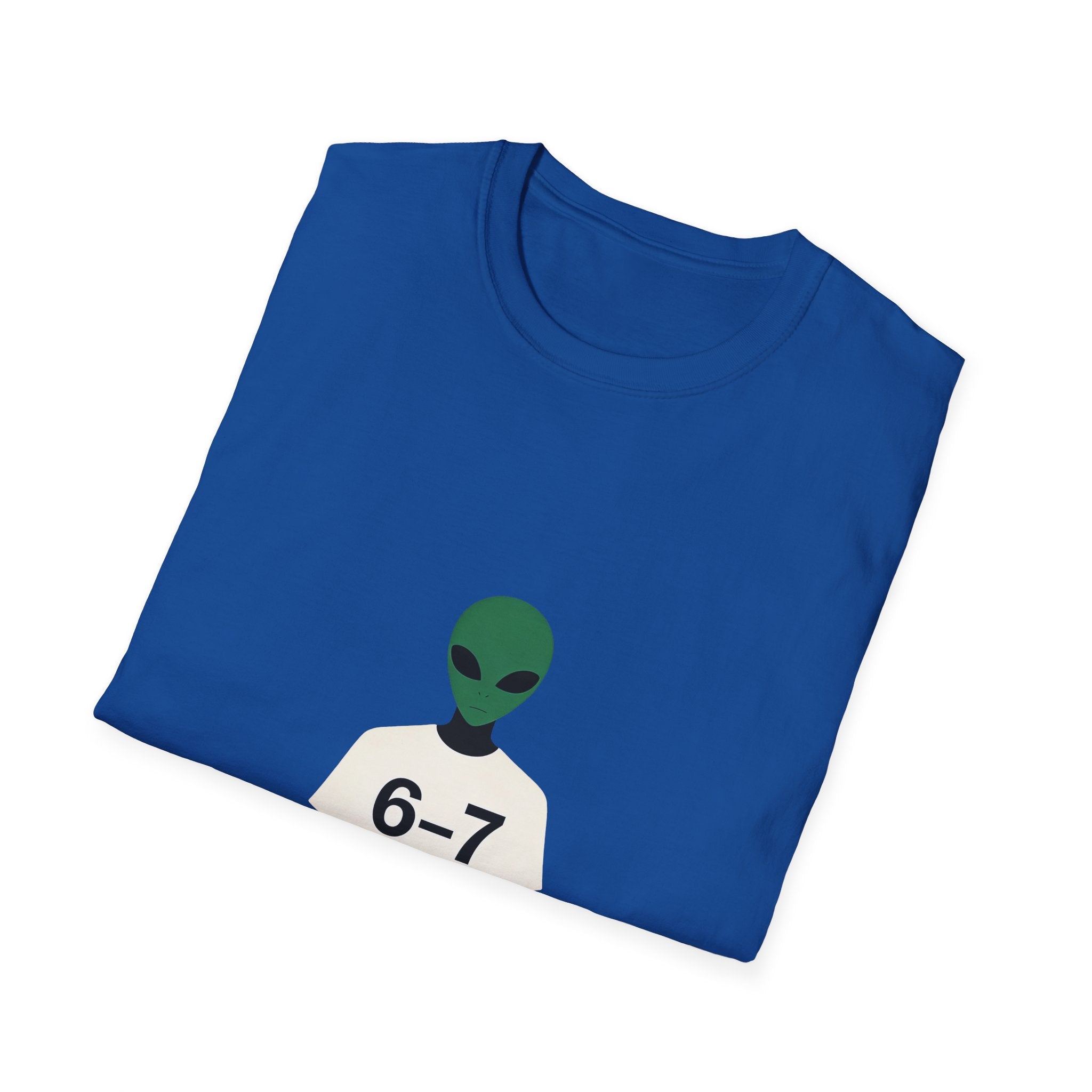 Alien Graphic T-Shirt — Cute Green Alien Wearing ‘6-7’ Tee