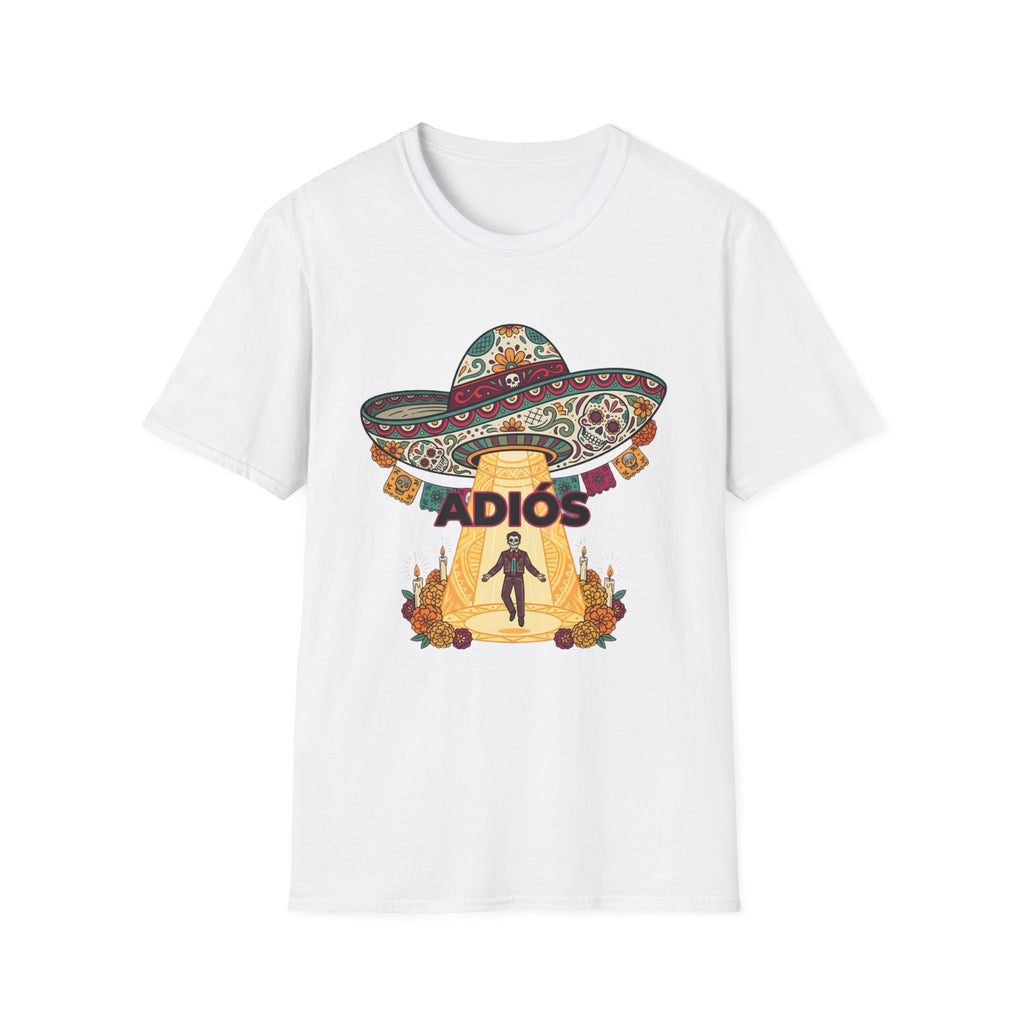 Adios Sombrero UFO Abduction T-Shirt — Humorous Mexican Fiesta Graphic Tee